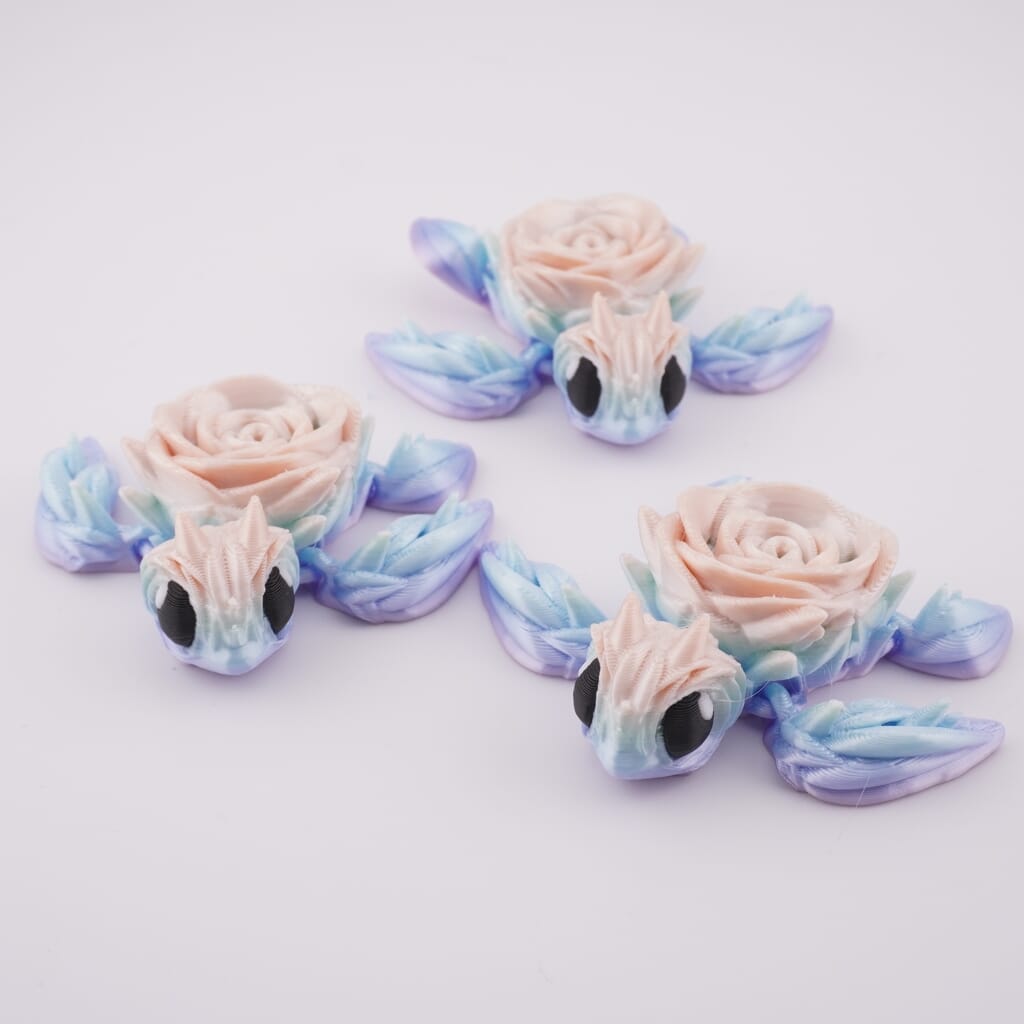 Rose Turtle Magnet 3D Druck Fidget Figur
