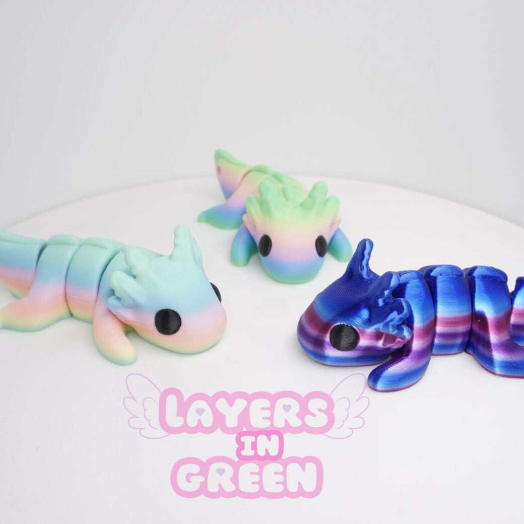 Baby Axolotl 3D Druck Fidget 8cm Figur / Anhänger (Farbauswahl)