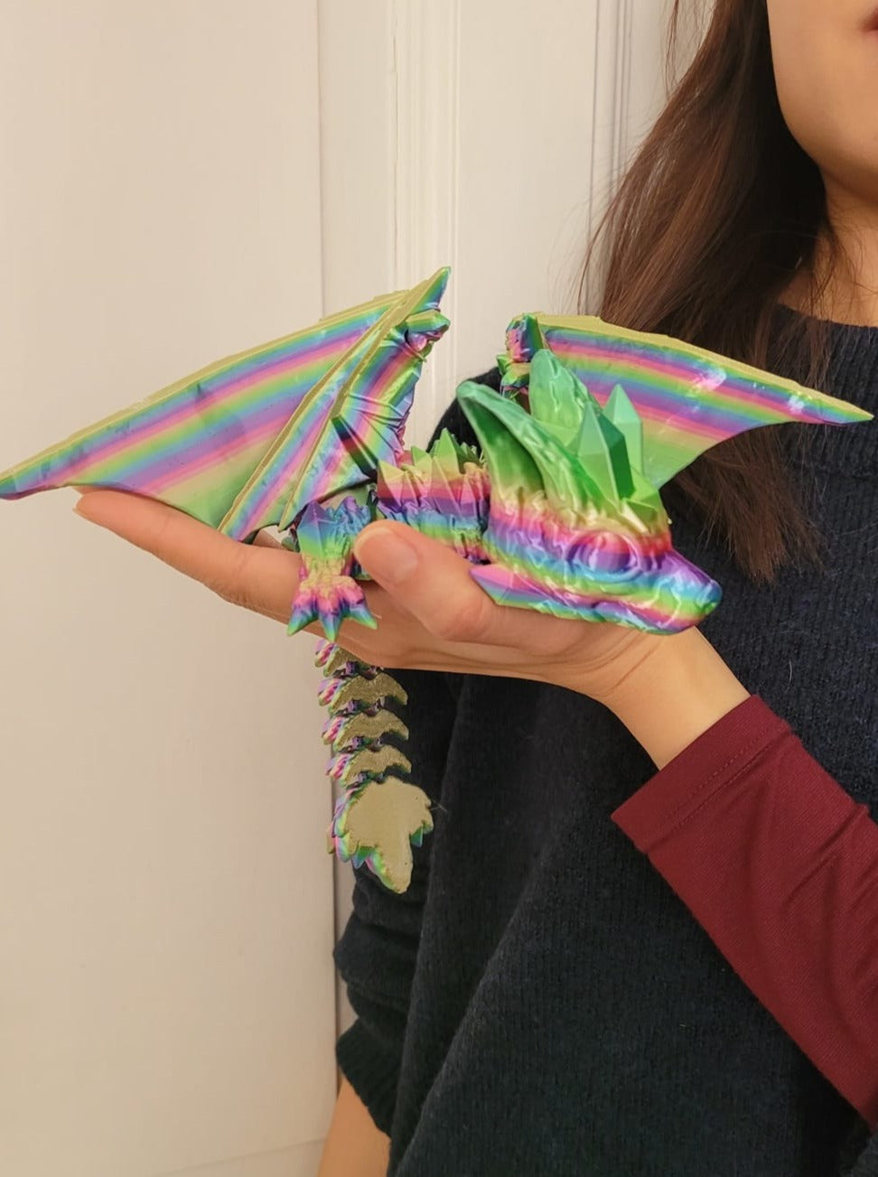 Baby Wolf Dragon mit Flügeln 3D Druck große 27cm Fidget Figur