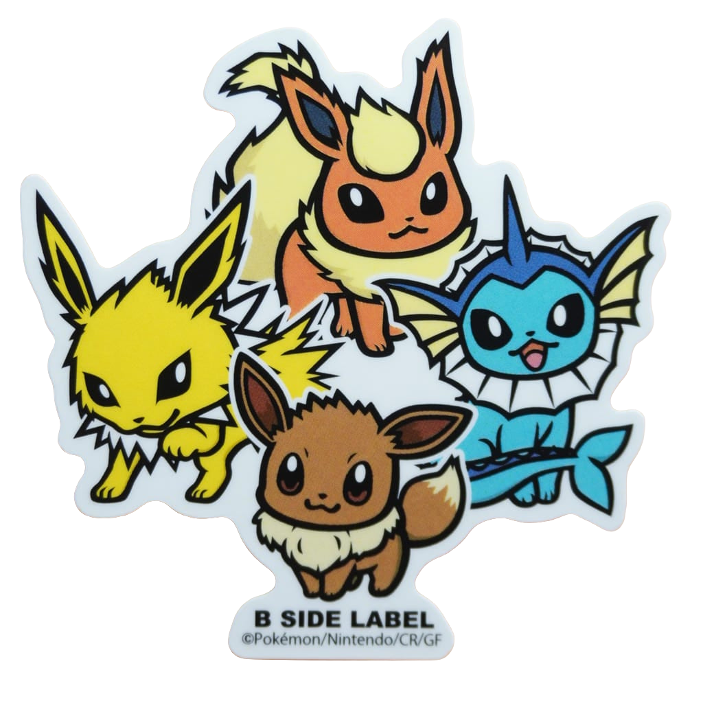 Pokemon Evoli, Blitza, Flamara & Aquana B-Side Label Sticker