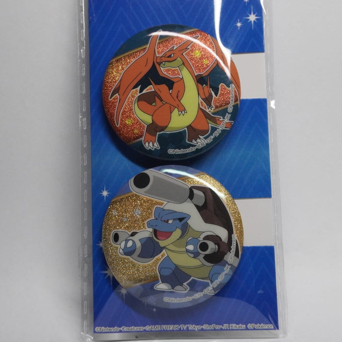 Pokemon Glurak & Mega Turtok 4cm Button Set