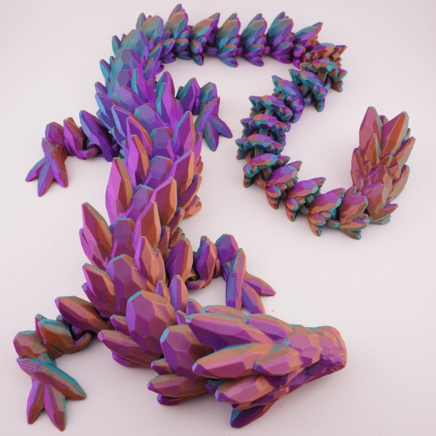 Gemstone Dragon 3D Druck 66cm Fidget Figur - Blau/Lila/Orange